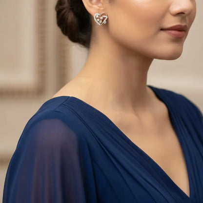 Heart Frame Music Note Gold Earrings