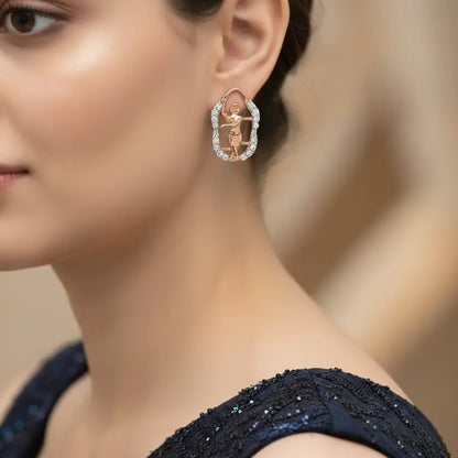 Bharathanatyam Pose Gold Earrings