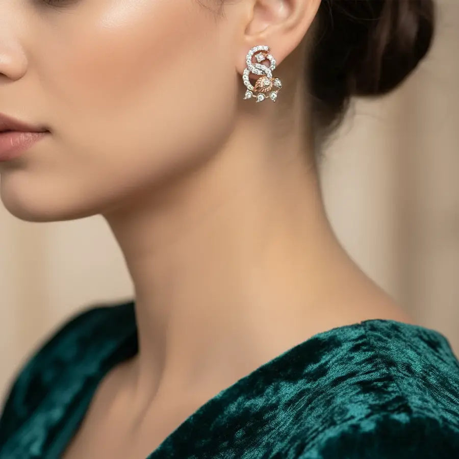 Celestial Peacock Love Gold Earrings