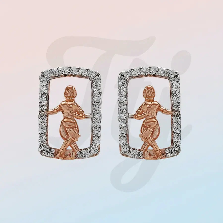 Natyarambham Bharatanatyam Pose Gold Earrings