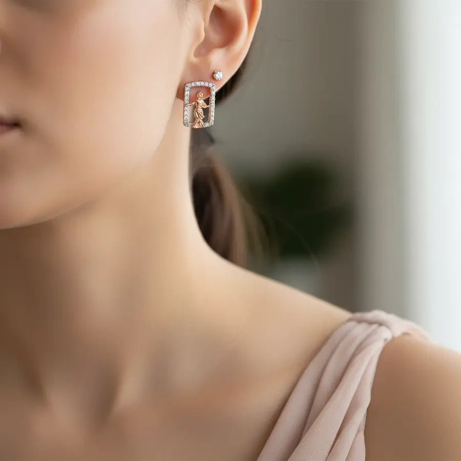 Natyarambham Bharatanatyam Pose Gold Earrings