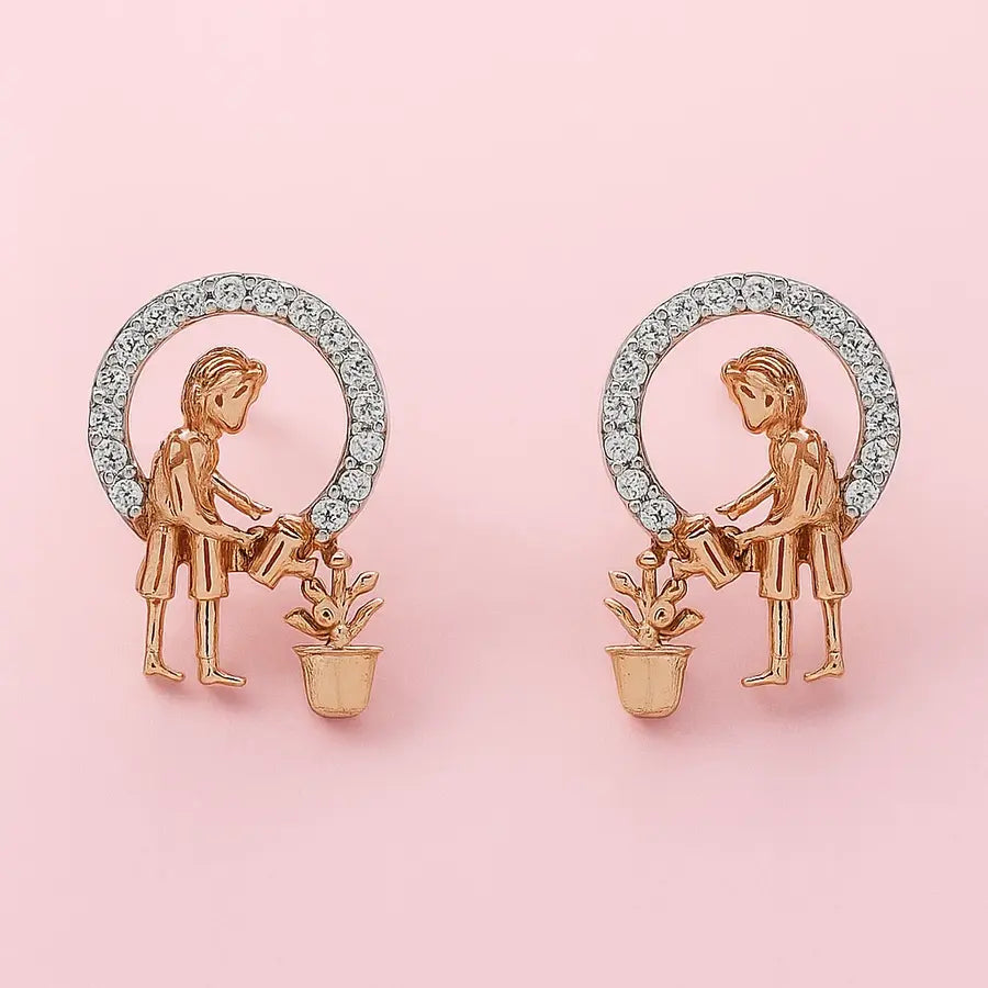 Watering Plants Gold Earrings