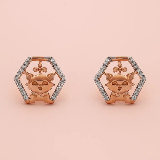 Ribbon Cat Gold Earrings
