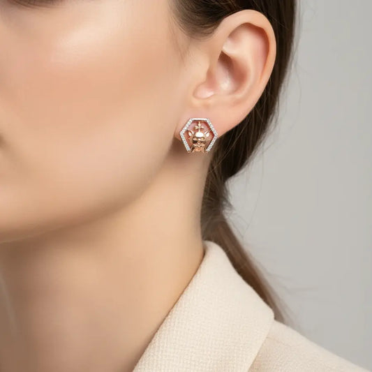 Ribbon Cat Gold Earrings