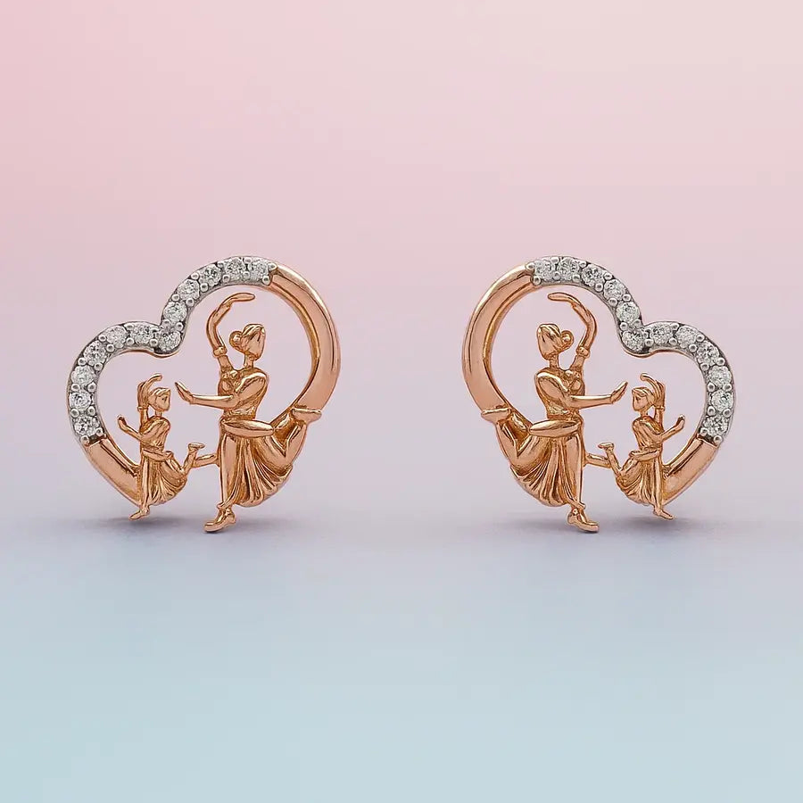 Bharathanatyam Duo Gold Earrings