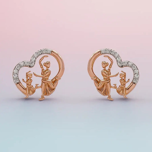 Bharathanatyam Duo Gold Earrings