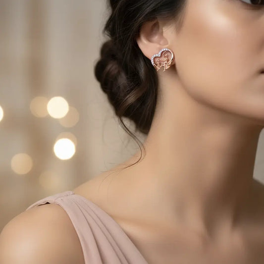 Bharathanatyam Duo Gold Earrings