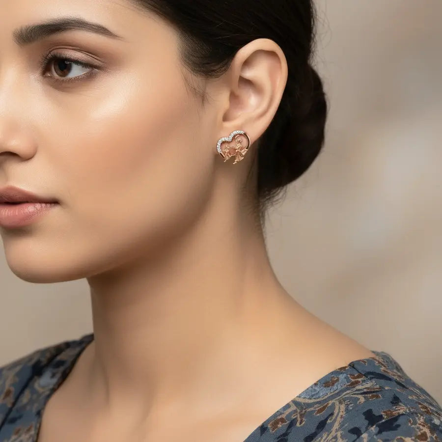 Bharathanatyam Duo Gold Earrings