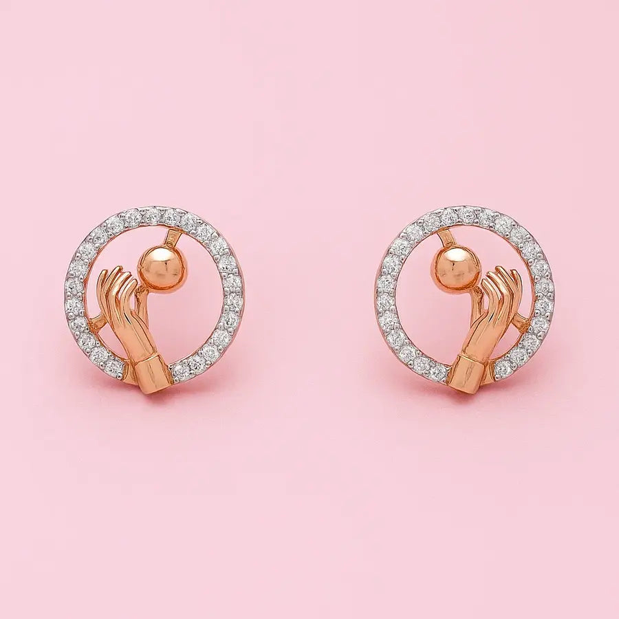 Globe Hand Gold Earrings