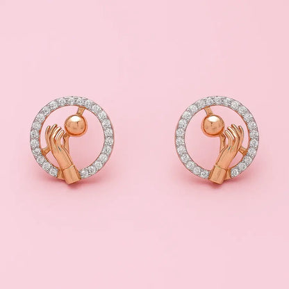 Globe Hand Gold Earrings