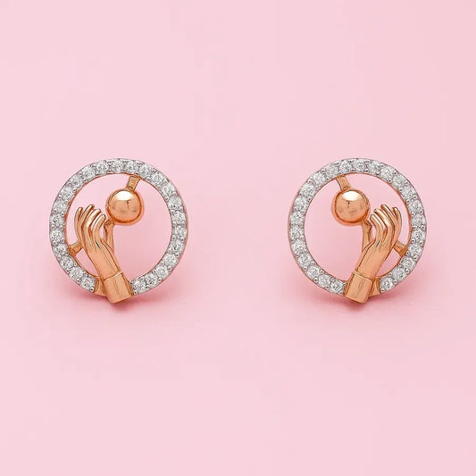 Globe Hand Gold Earrings