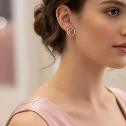 Globe Hand Gold Earrings