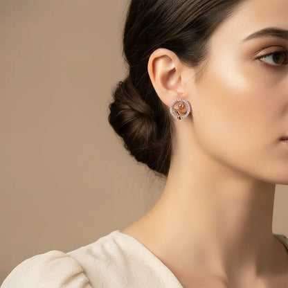 Globe Hand Gold Earrings