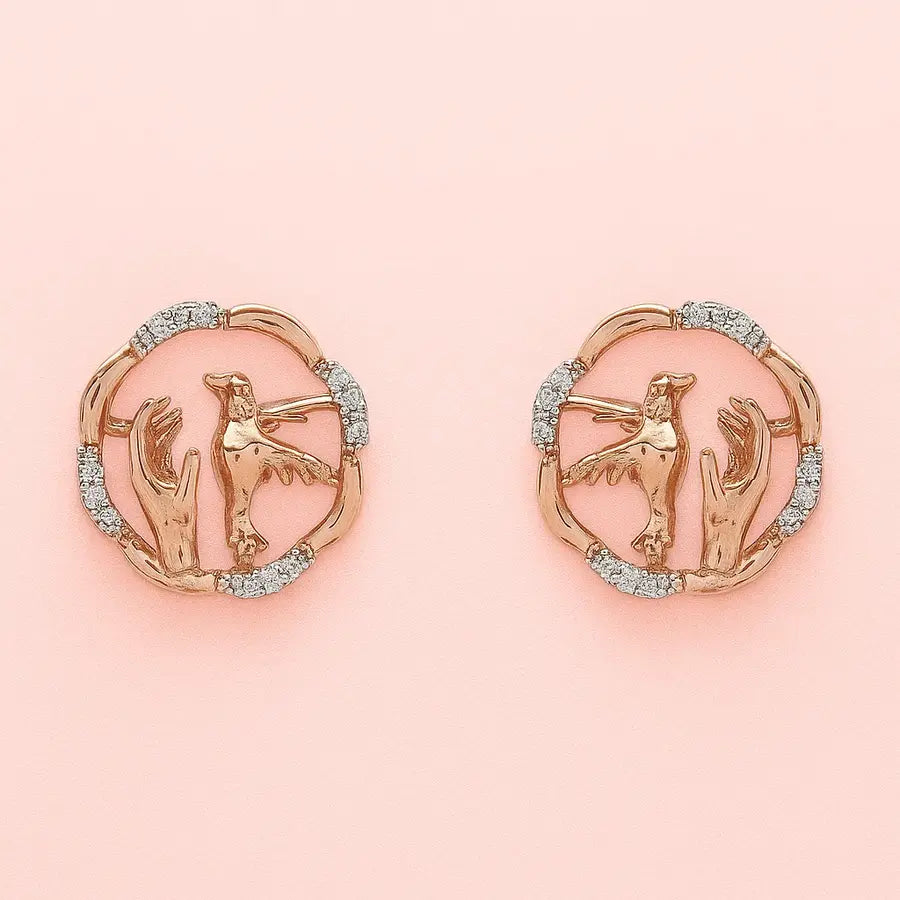 Bird Love Gold Earrings