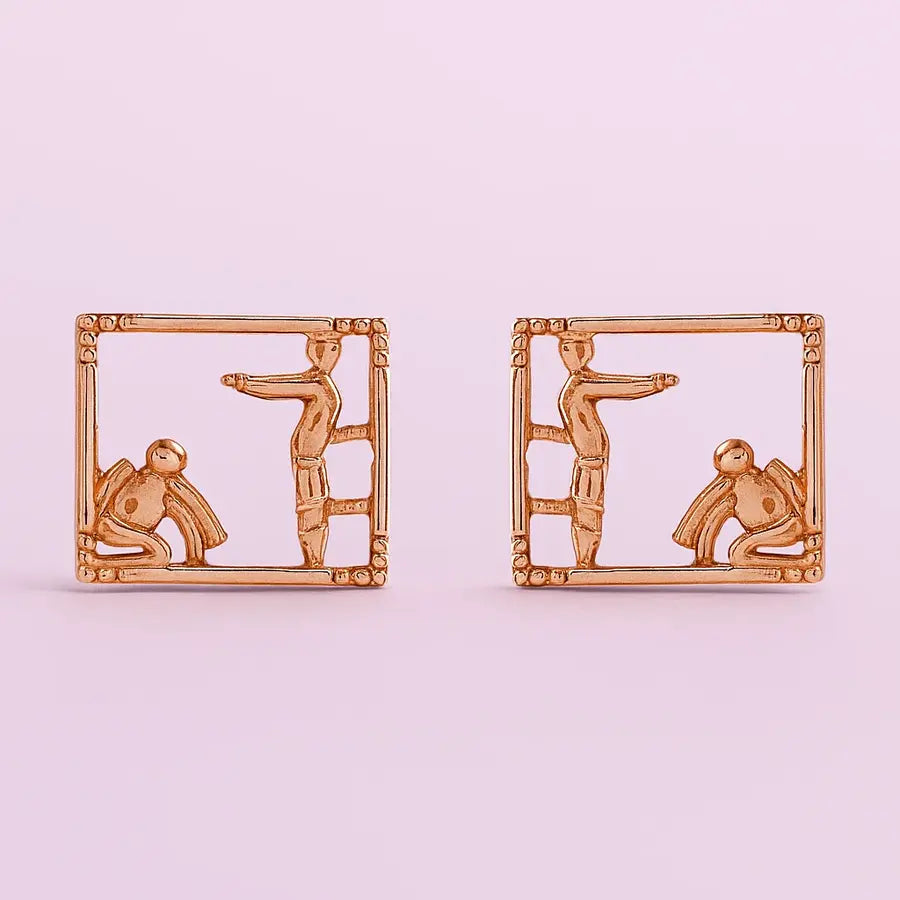 Exercising Duo Gold Earrings