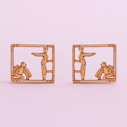 Exercising Duo Gold Earrings