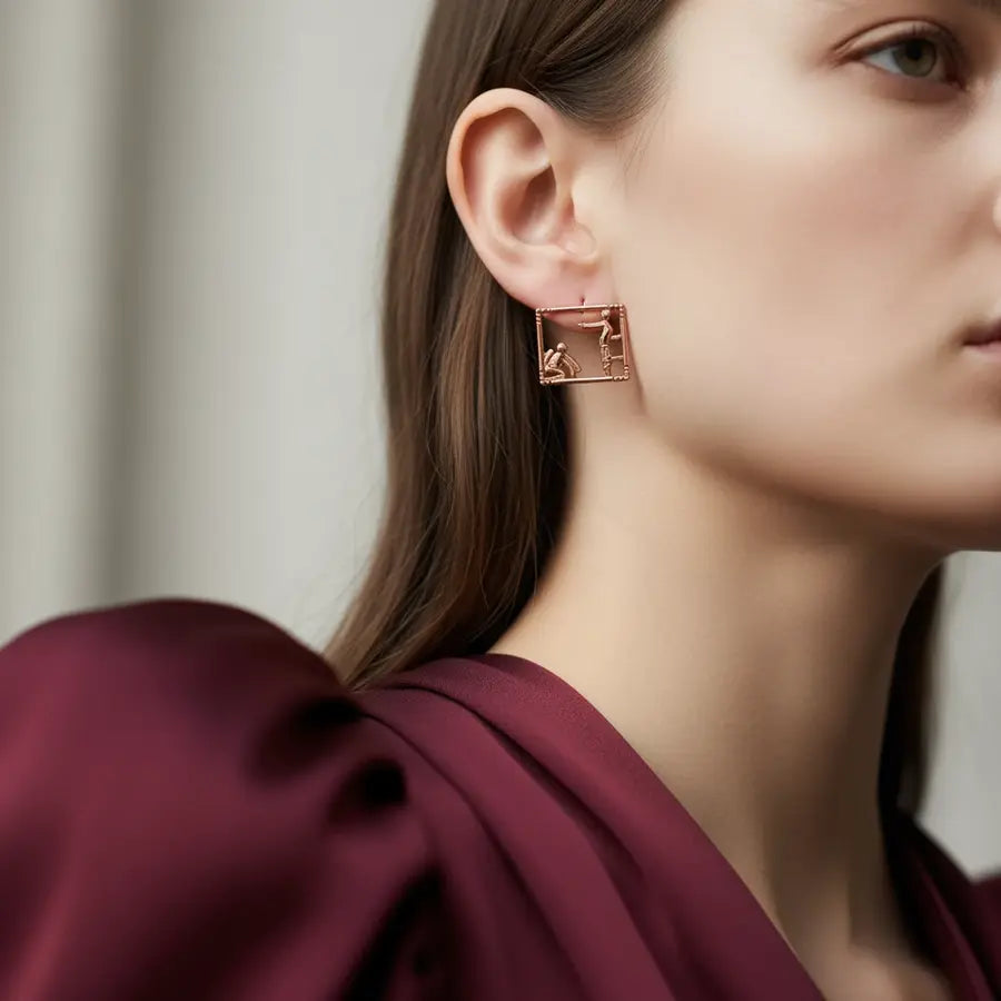 Exercising Duo Gold Earrings