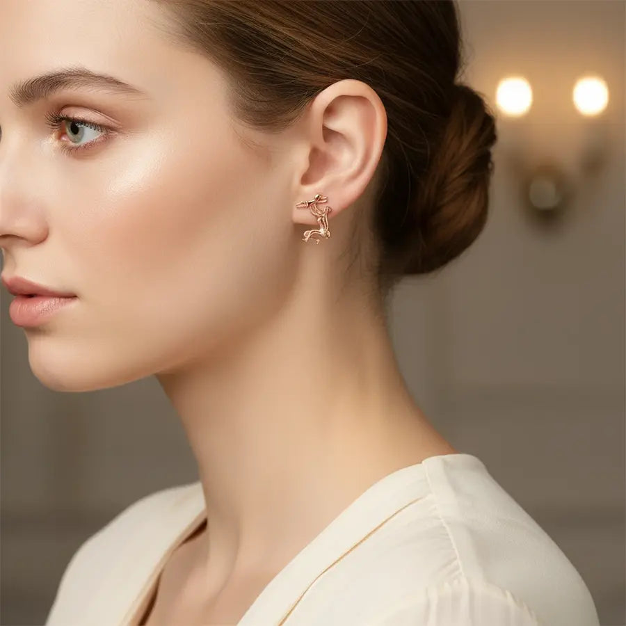 Mom Carrying Baby Gold Earrings