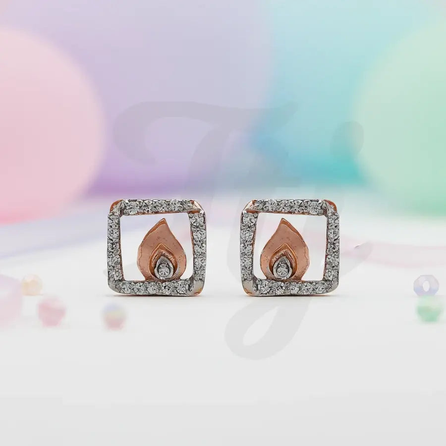 Square Feather Gold Earrings