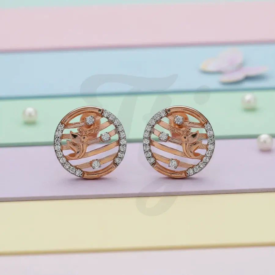 Circle Stone Butterfly Gold Earrings
