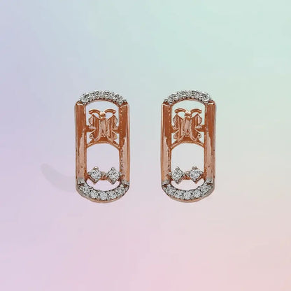 Butterfly Rectangle Frame Gold Earrings