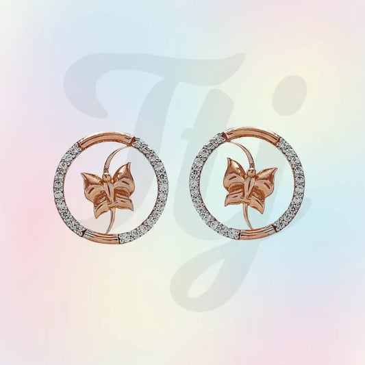 Graceful Butterfly Halo 14 Karat Gold Earrings