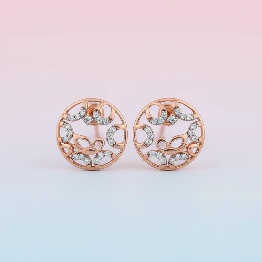 Circle Frame Butterfly Gold Earrings