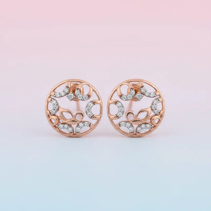 Circle Frame Butterfly Gold Earrings