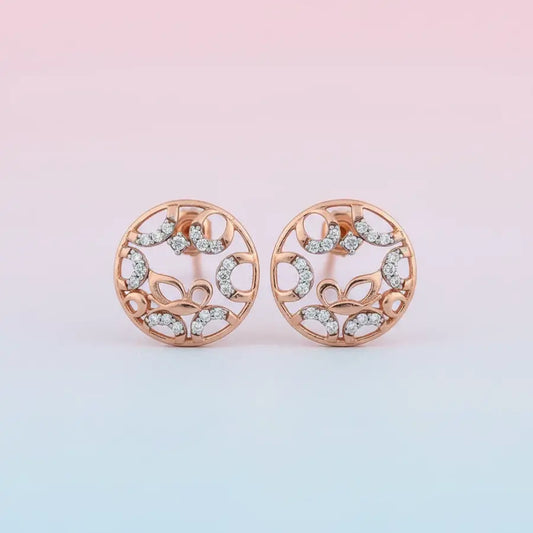 Circle Frame Butterfly Gold Earrings