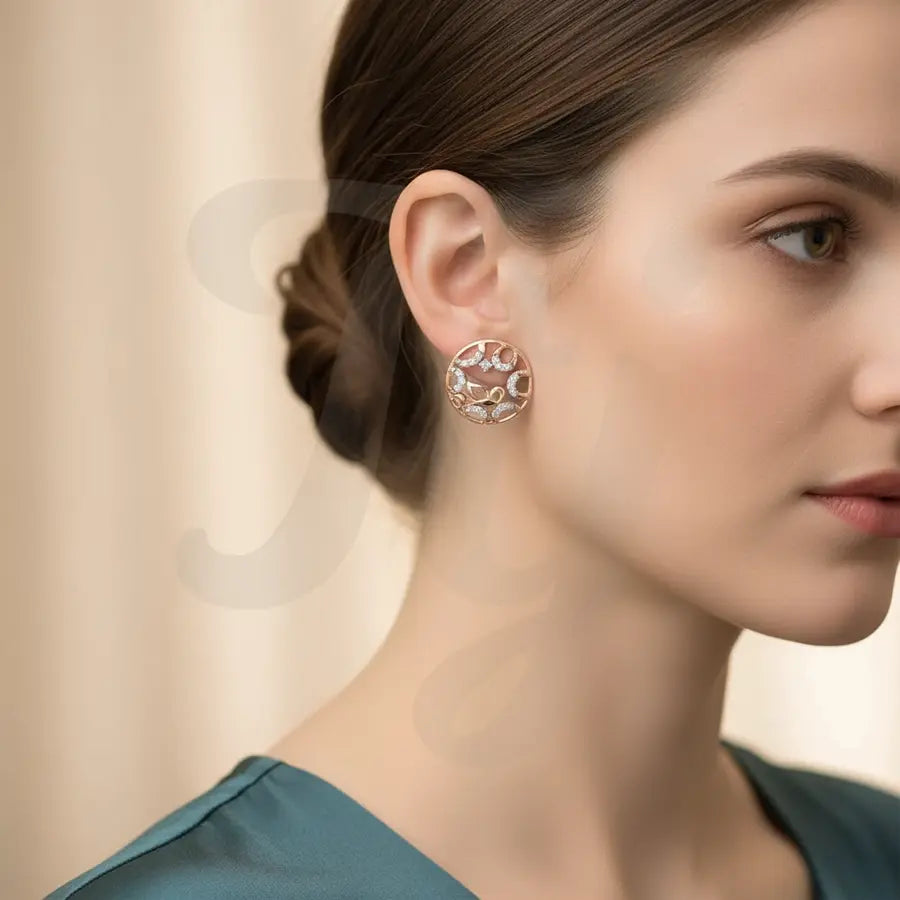 Circle Frame Butterfly Gold Earrings