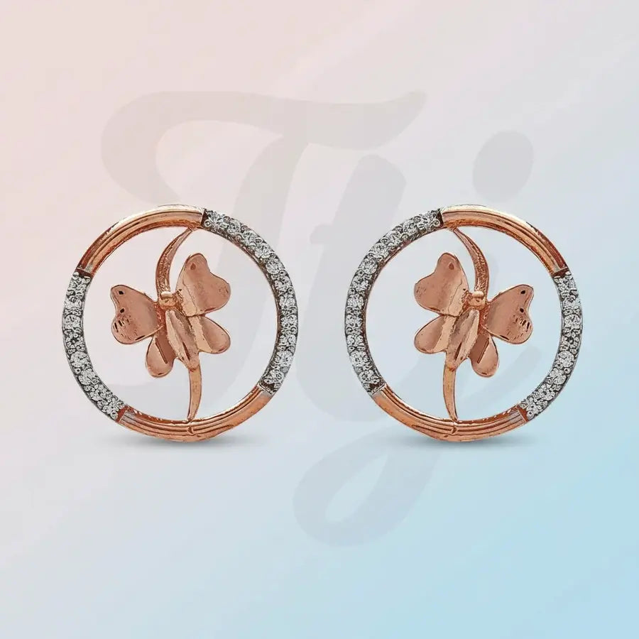 Circle Butterfly Gold Earrings