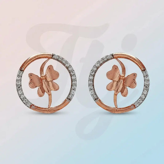 Circle Butterfly Gold Earrings