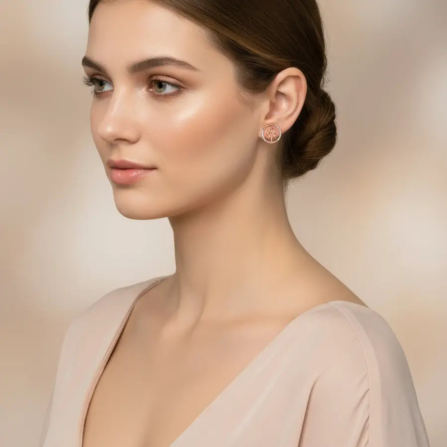Circle Butterfly Gold Earrings