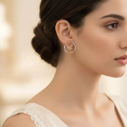 Circle Butterfly Gold Earrings