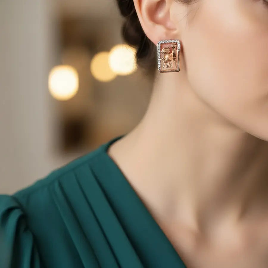 Helping Grandma Gold Earrings