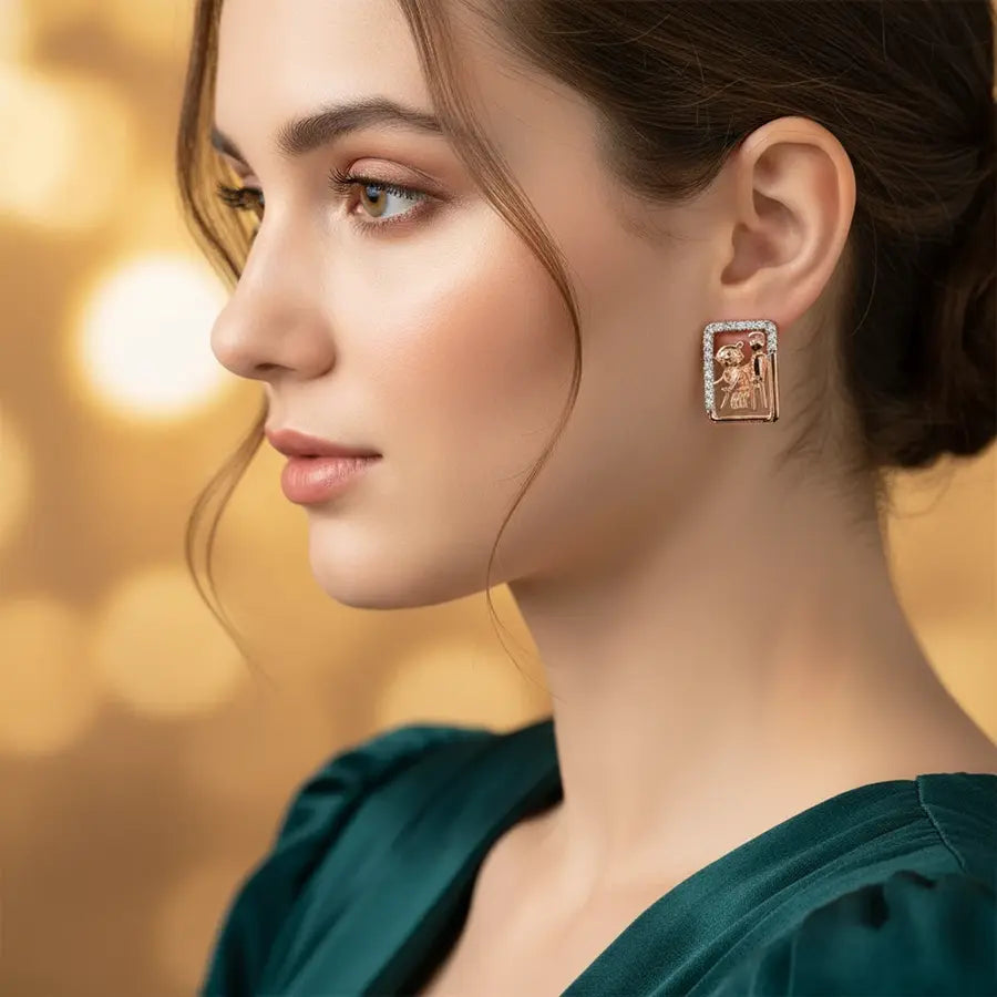 Helping Grandma Gold Earrings
