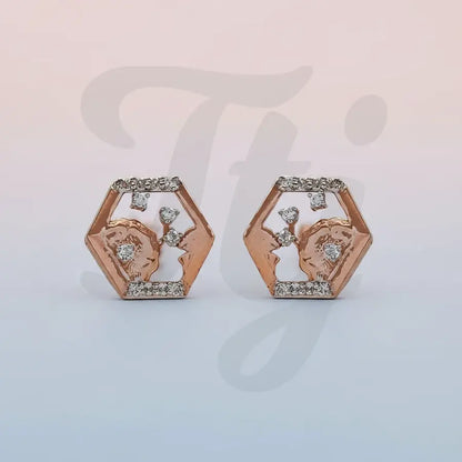 Pentagon Flower Gold Earrings
