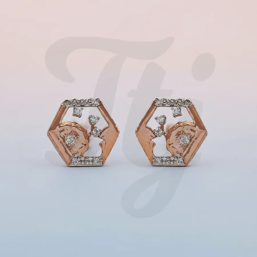 Pentagon Flower Gold Earrings