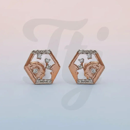 Pentagon Flower Gold Earrings