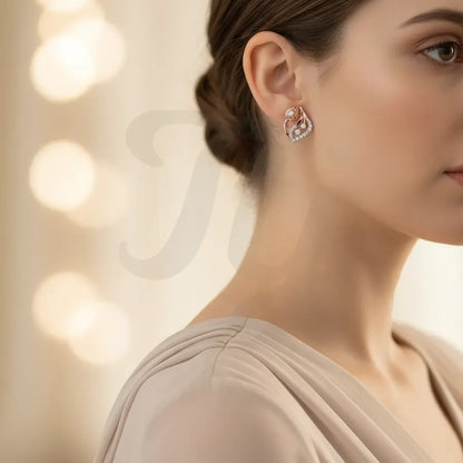 Stone Feather Gold Earrings