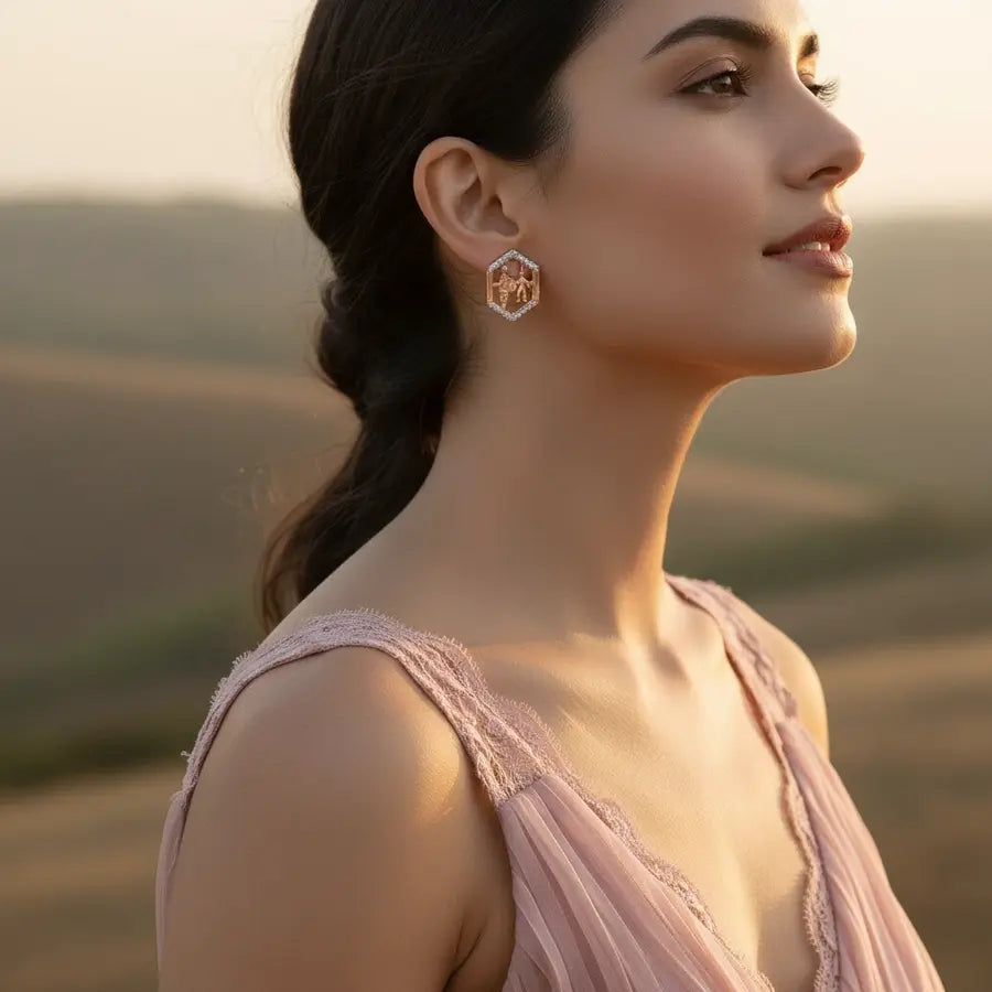 Walking Duo Gold Earrings
