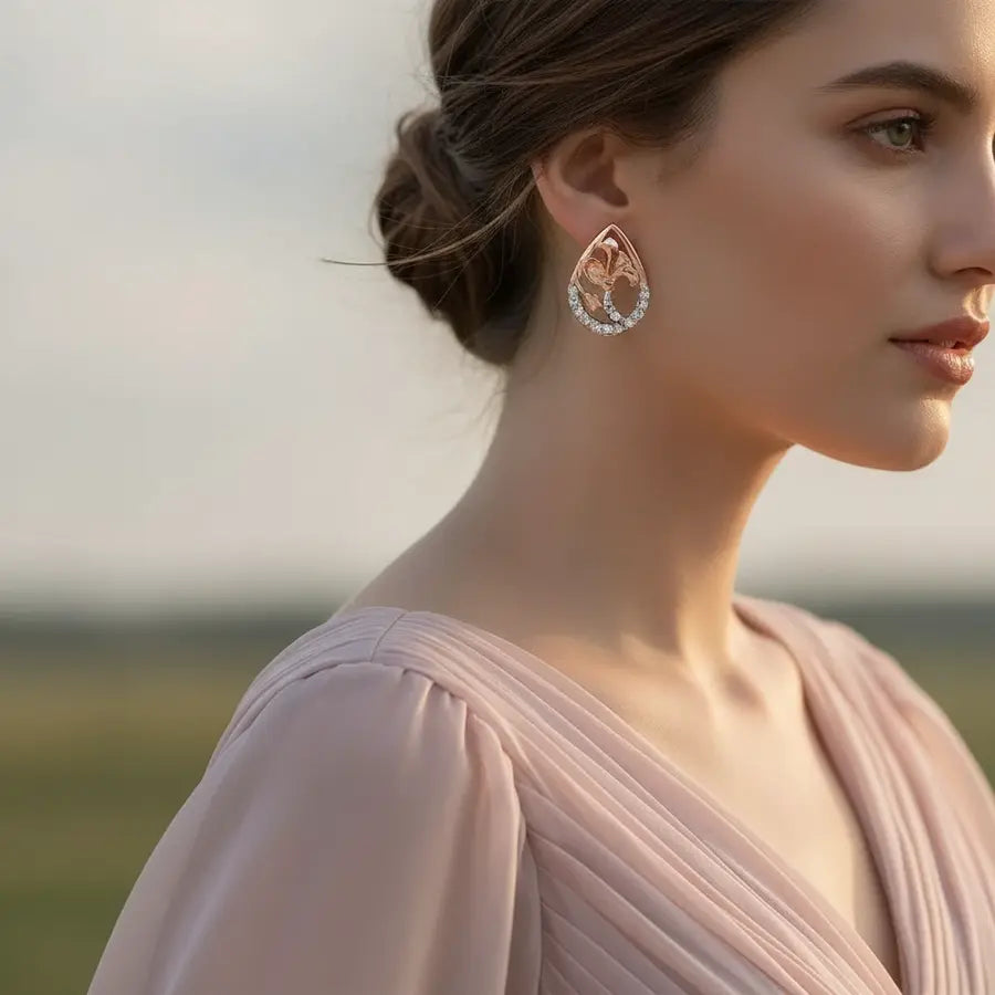 Elegant Filigree Teardrop Gold Earrings