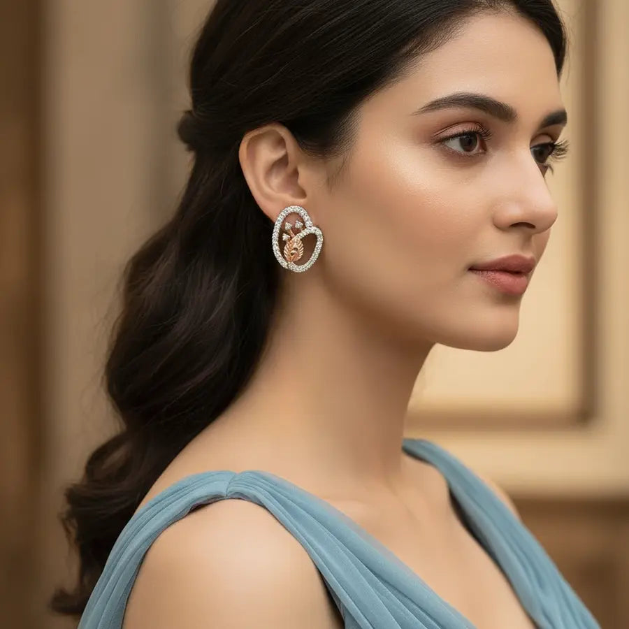 Peacock Love Gold Earrings