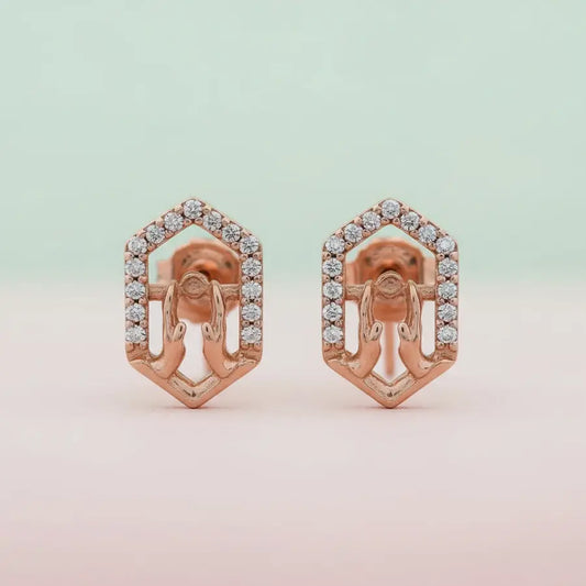 Hexagon Hands Gold Earrings
