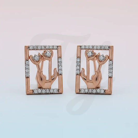 Twin Flowers Hand Gold Earrings