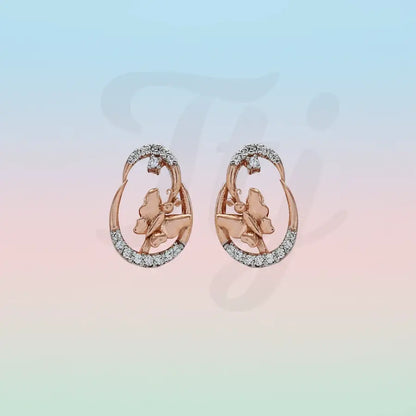 Oval Butterfly Toned Gold Earrings
