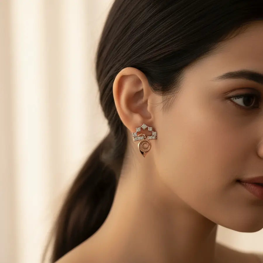 Upside Feather Gold Earrings