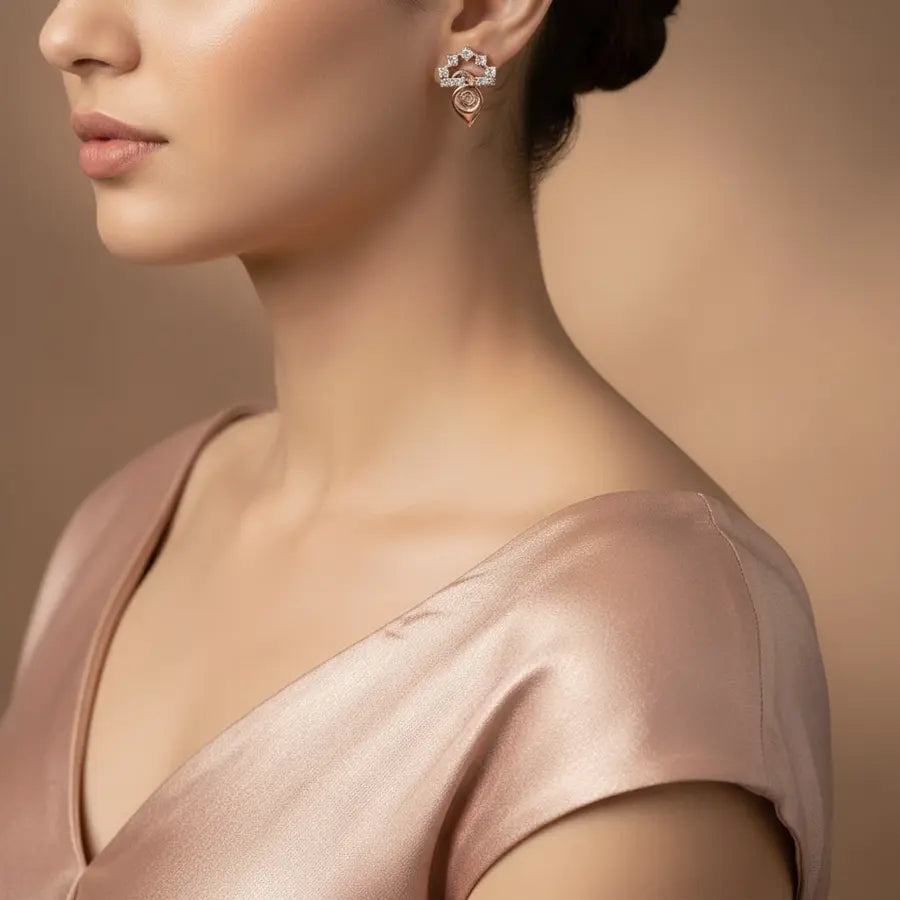 Upside Feather Gold Earrings