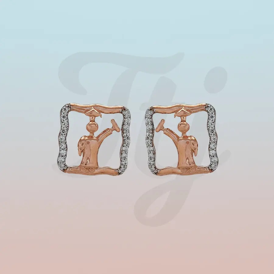 Cleaning Man Gold Earrings