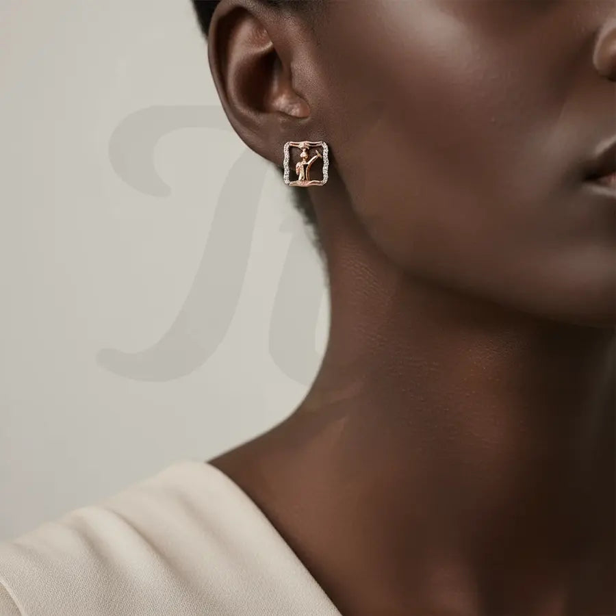 Cleaning Man Gold Earrings